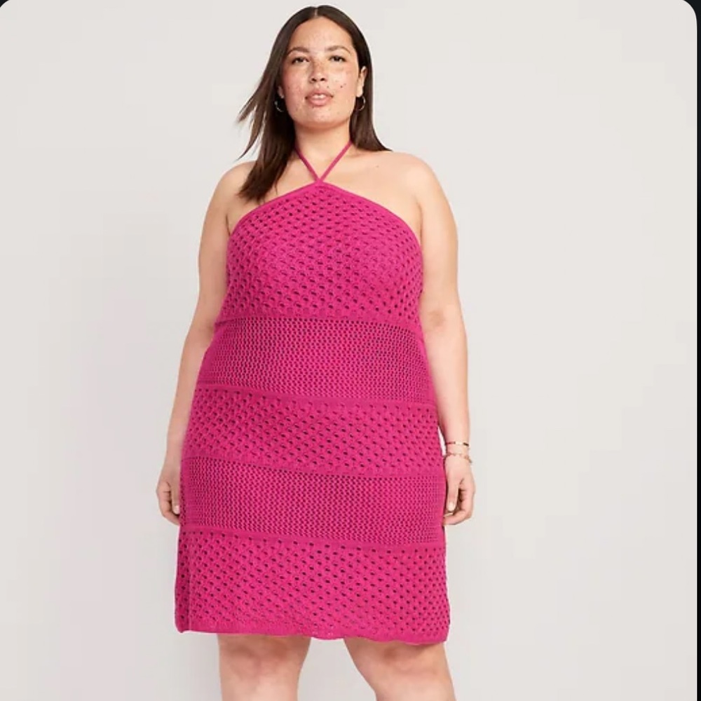 Halter Crochet Mini Dress